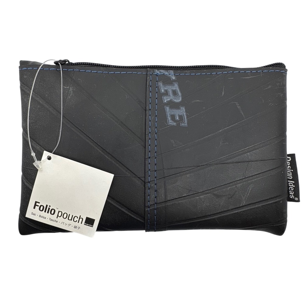 Design Ideas Folio Pouch Recycled‎ Tire Rubber Medium Black Zippered Bag